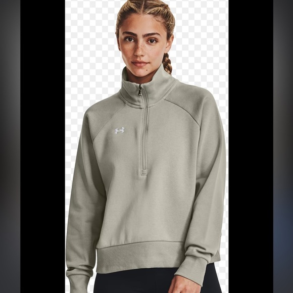 Under Armour Tops - Under Armour 1/2 Zip Cropped Sweatshirt Sage Green High Neck Collar Medium Thick
